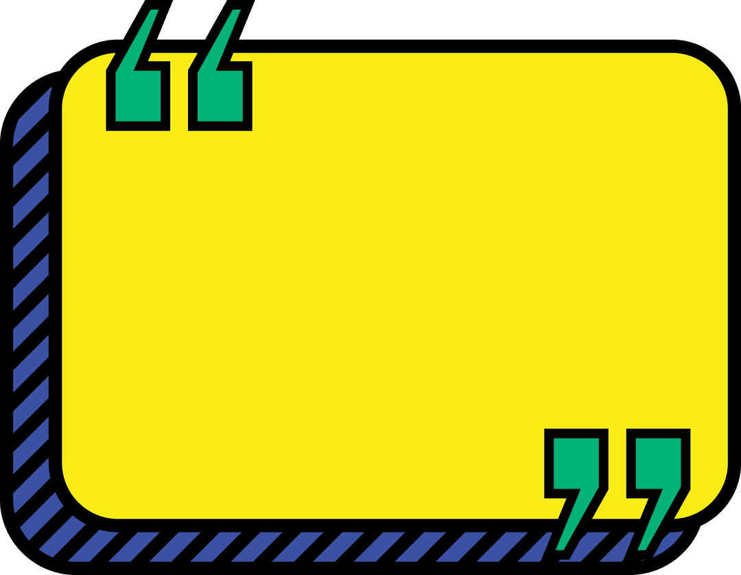 Yellow Quote Bubble with Dimensional Border on Transparent Background
