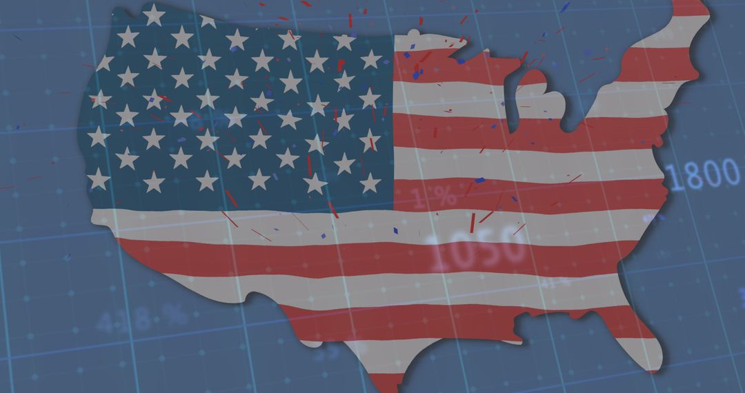 American Map with Flag Overlay and Financial Statistics Design - Free Images, Stock Photos and Pictures on Pikwizard.com