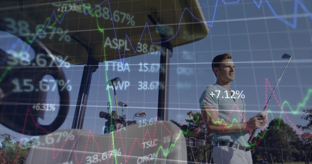 Golf Enthusiast Analyzing Market Trends on a Serene Course