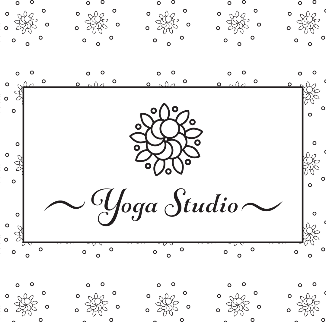 Stylish Yoga Studio Logo with Flowers on Transparent Background