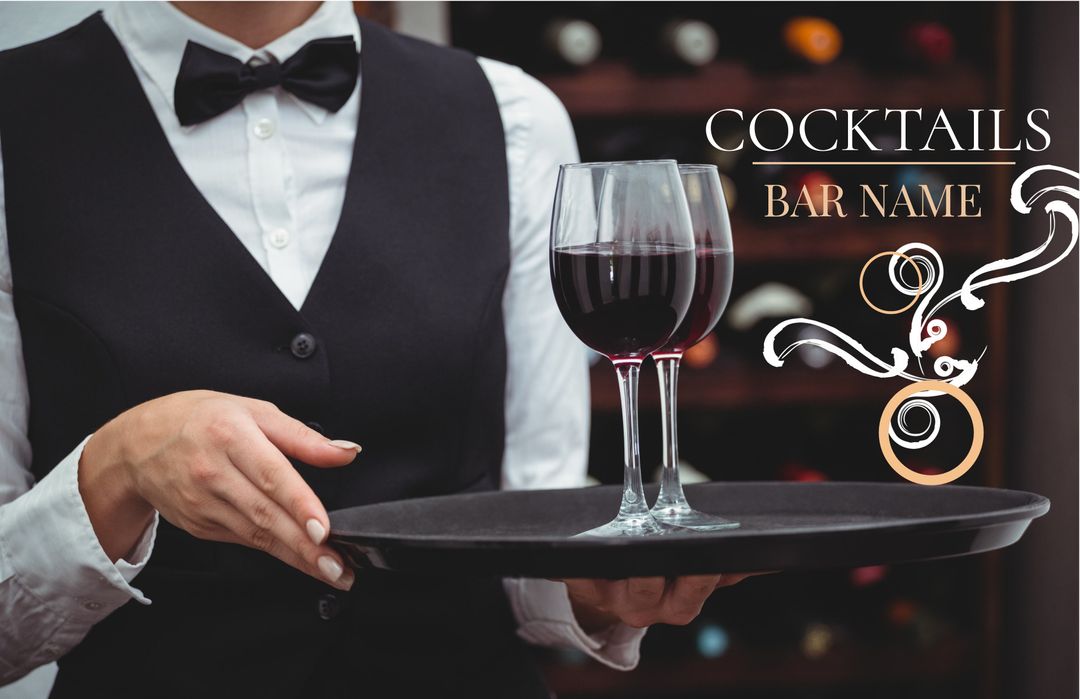 Elegant Waiter Serving Wine in Upscale Bar Setting