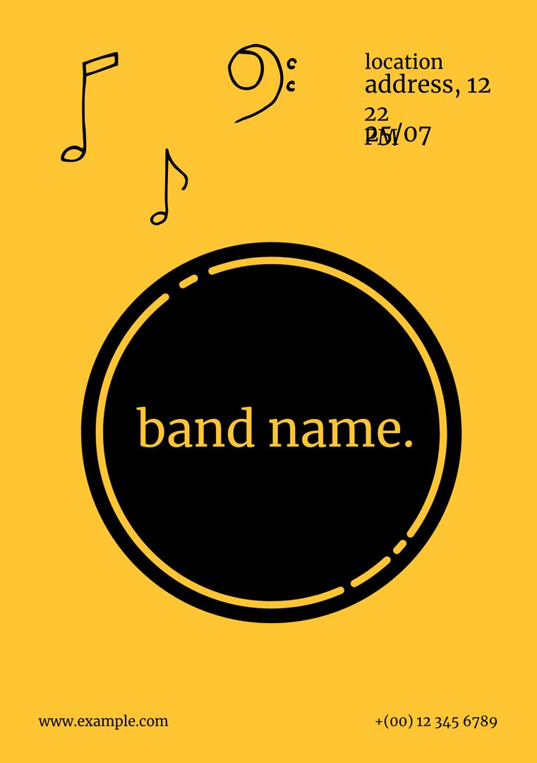 Vibrant Yellow Music Event Announcement Template