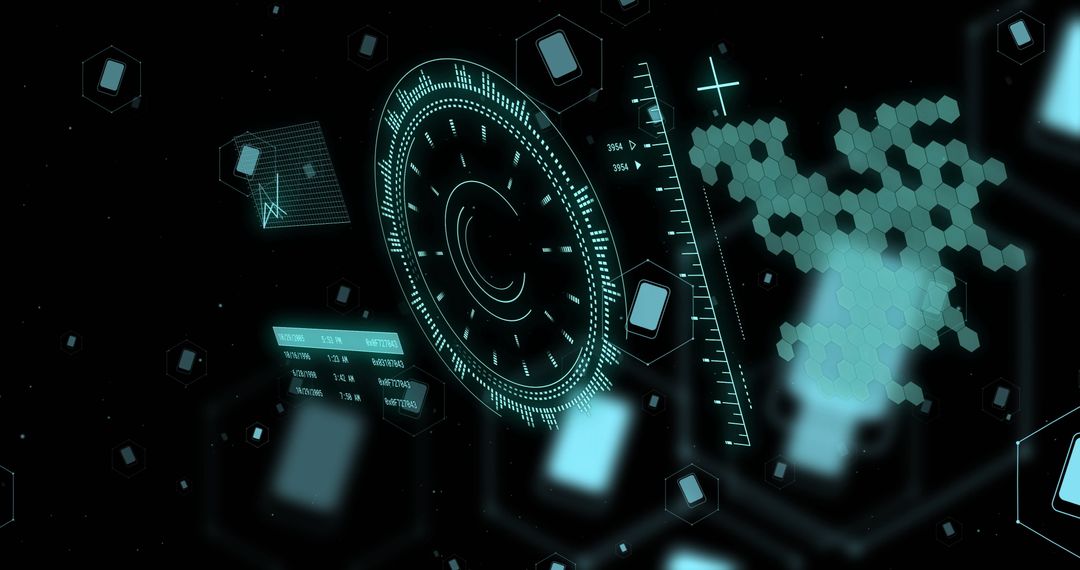 Digital Interface Displaying High-Tech Data Visualization