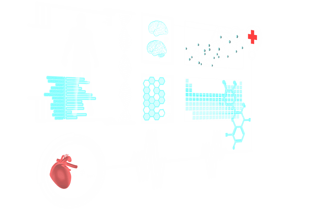 Digital Medical Data Interface on Transparent Background