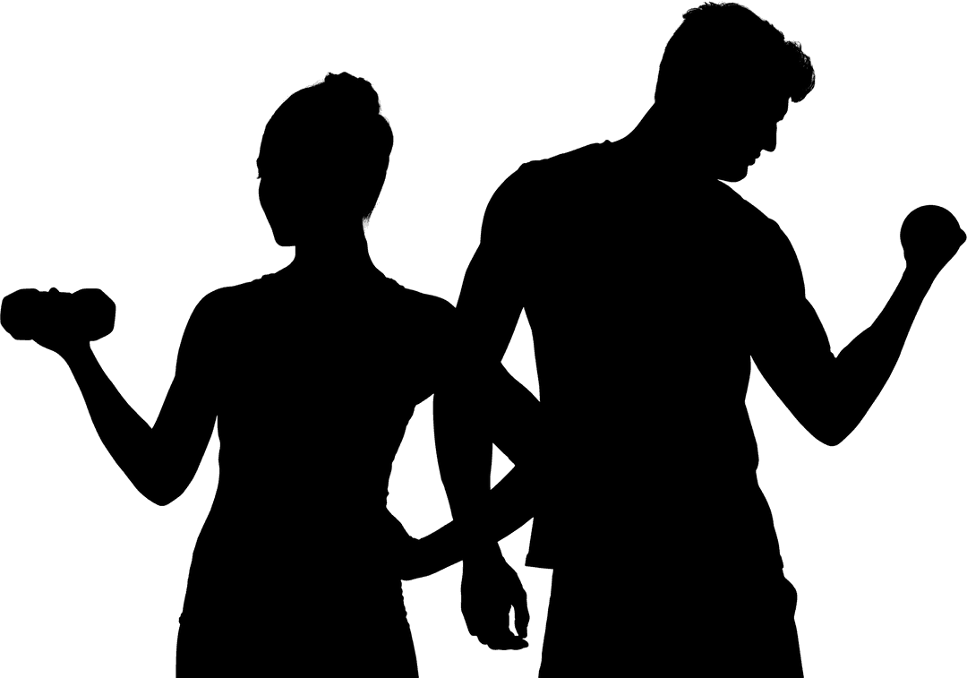 Silhouette Couple Embracing on Transparent Background Vector