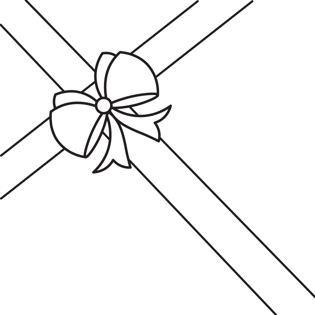 Stylish Black Ribbon with Bow on Transparent Background