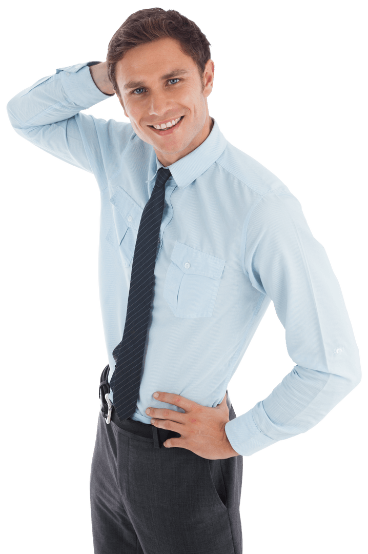 Smiling Businessman Relaxing Pose with Transparent Background