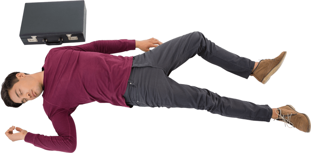 Transparent Image of Businessman Resting Calmly on Floor