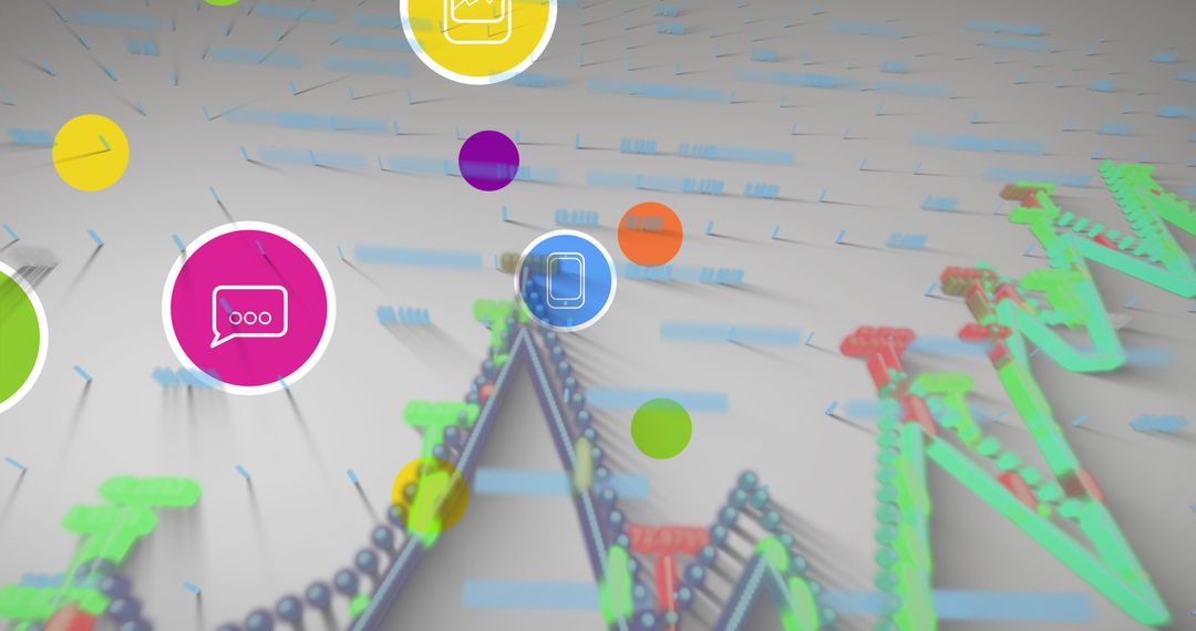 Abstract Digital Interface with Data Symbols on White Background