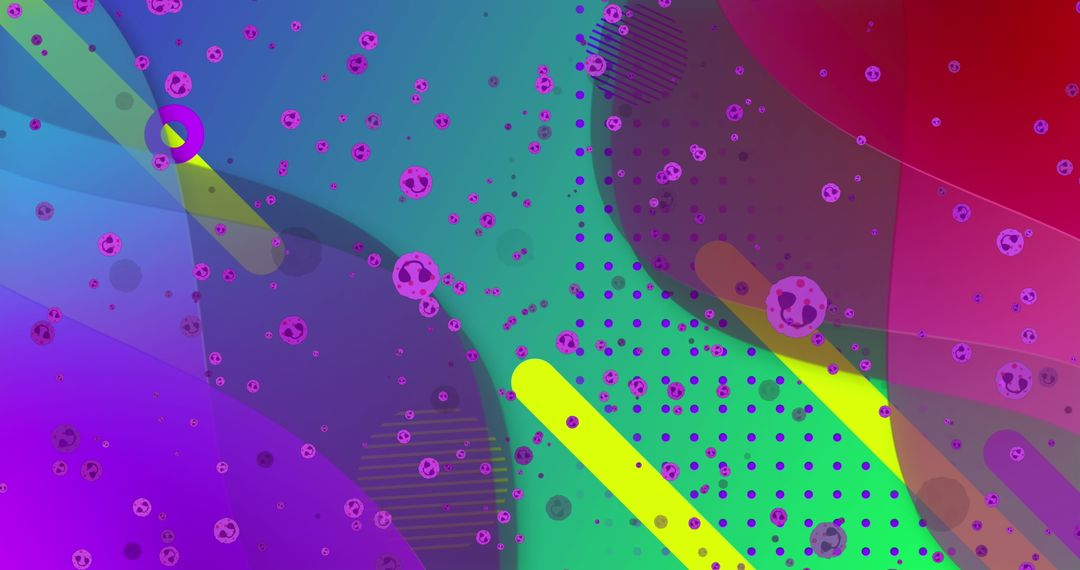 Abstract Pattern with Pink Cells on Colorful Geometric Background