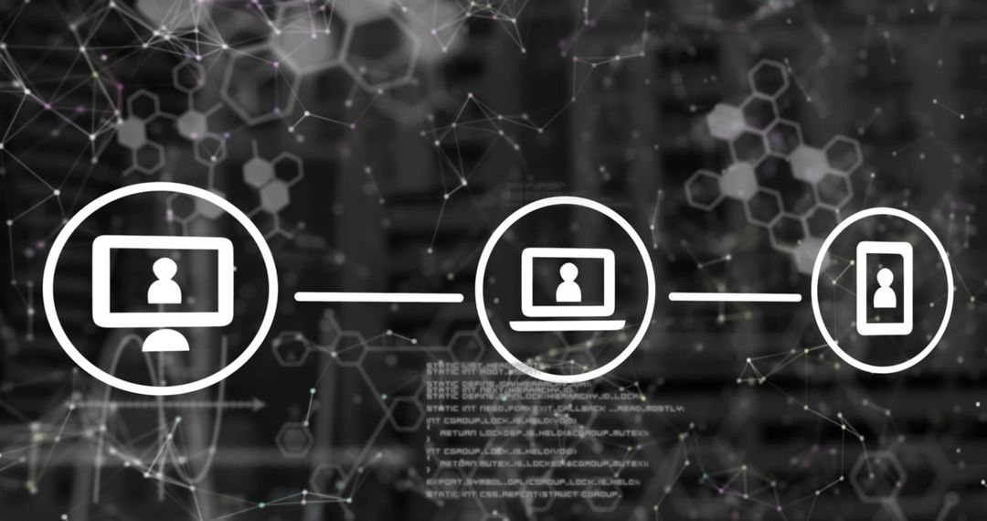 Digital Network Connectivity Symbols with Laptop Desktop and Mobile Icons
