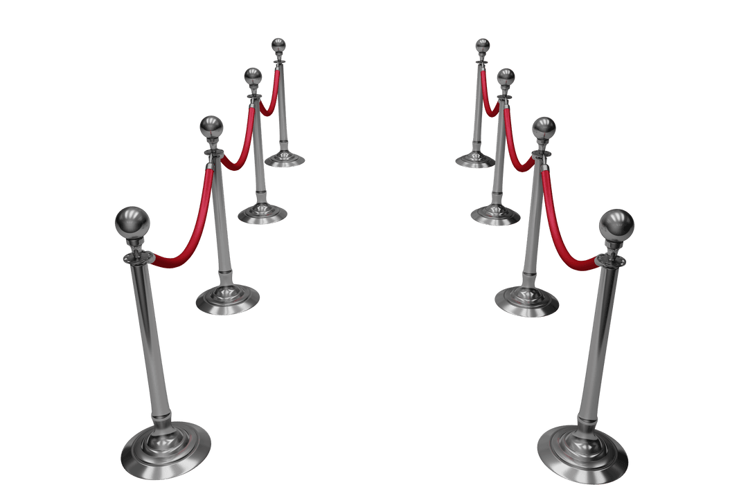High Angle Transparent Queue Rope Barriers Red Carpet
