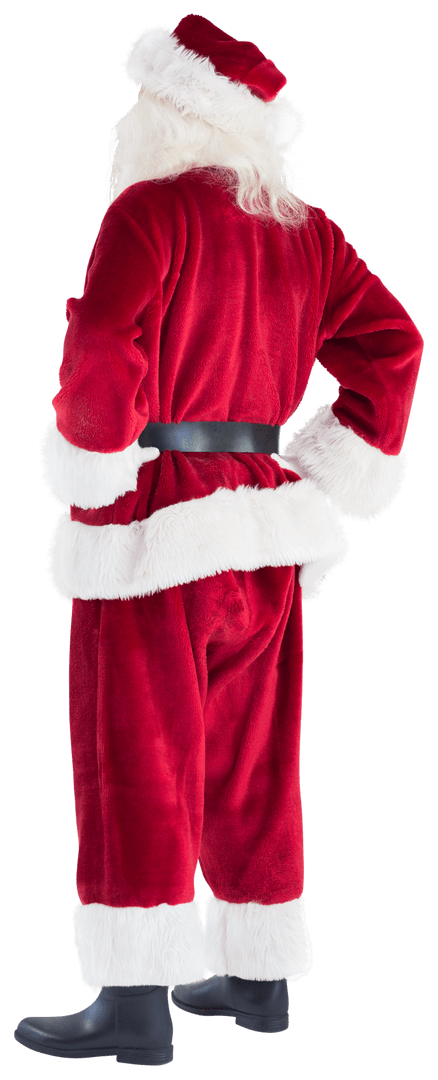 Transparent Santa in Traditional Outfit Facing Away from Camera