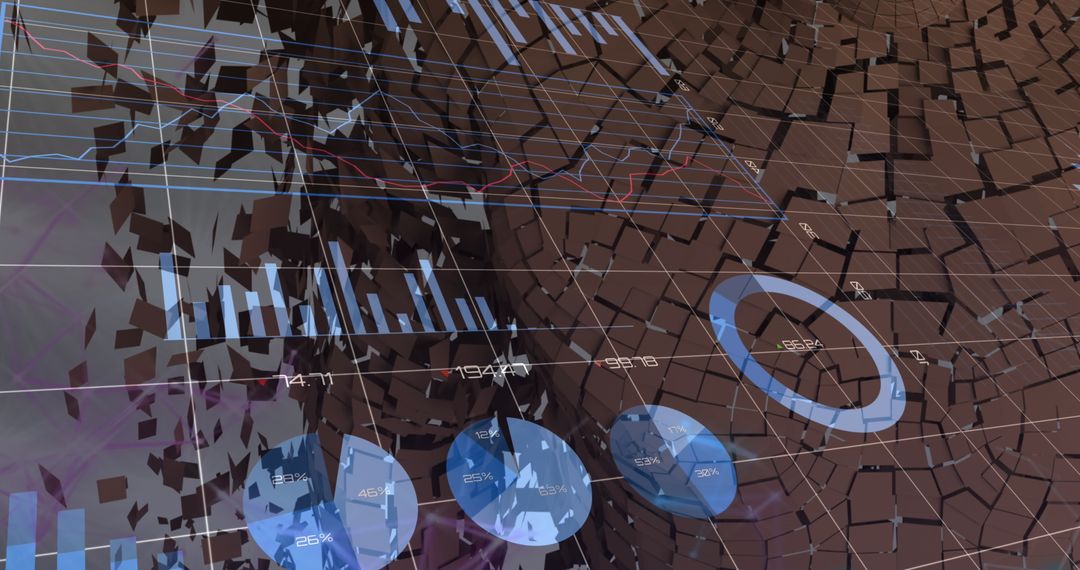Abstract data analytics with digital charts and graphs