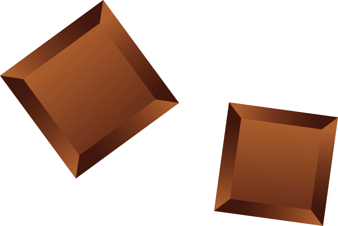 Floating Brown 3D Squares on Transparent Background