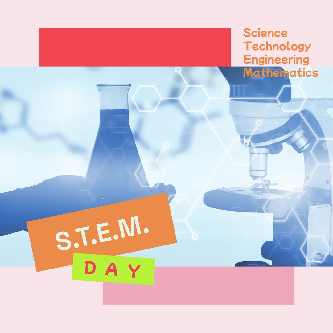 STEM Day Scientific Exploration Education Microscope and Flask Scene