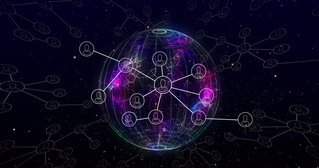Global Network Connections with Futuristic Digital Interface