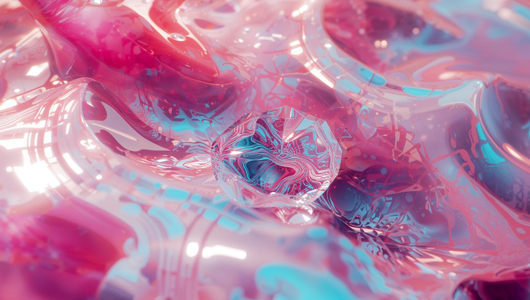Holographic Glass Sphere in Vibrant Abstract Environment