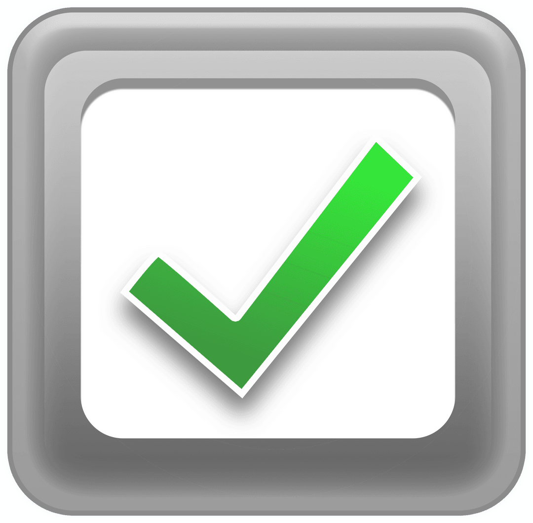 Green Tick Mark Icon with Transparent Background