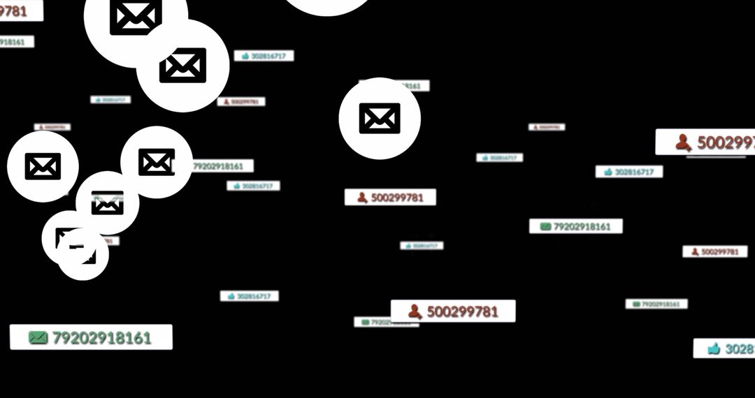Digital Notification Icons on Black Backdrop