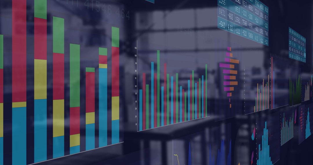 Digital Charts Displaying Business Financial Analytics in Office Environment