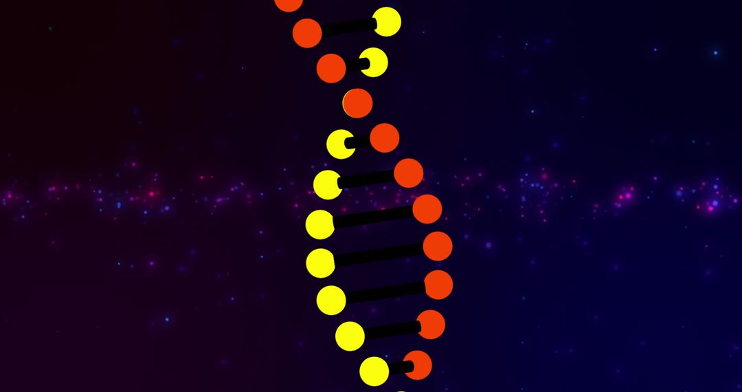Glowing Neon DNA Strand Spinning in Abstract Space
