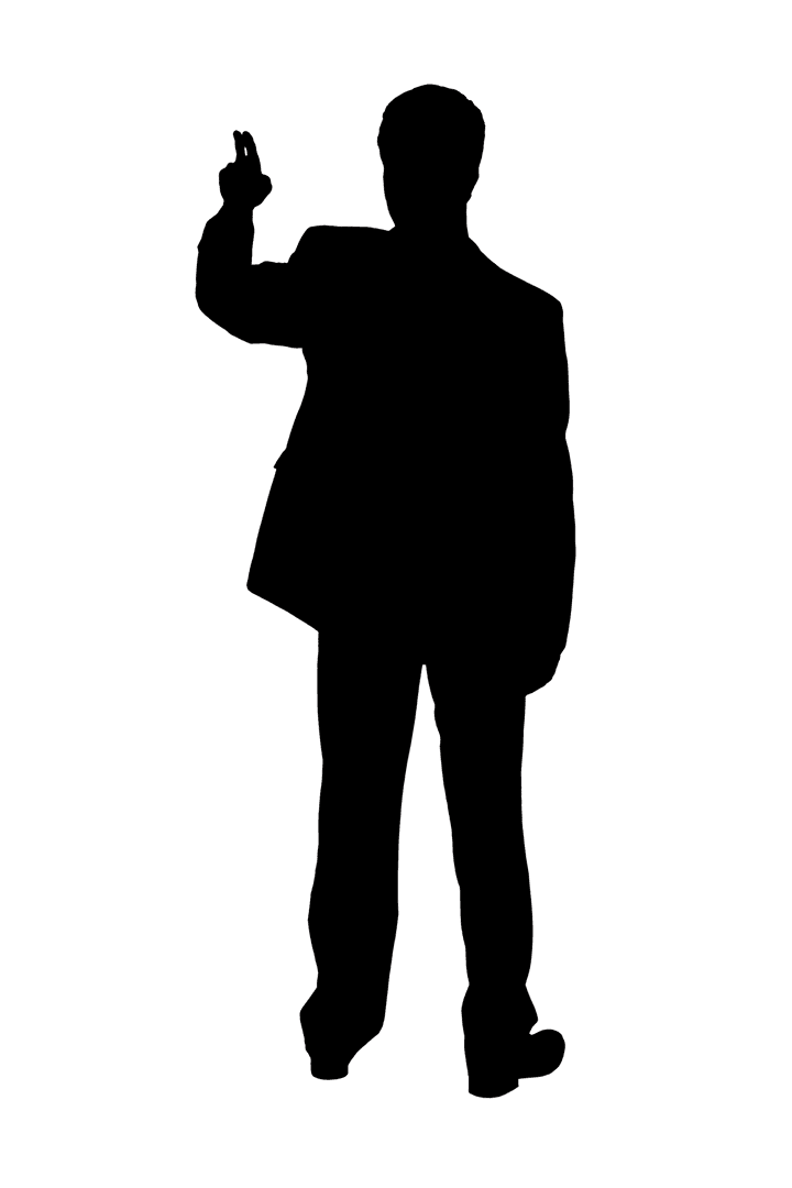 Silhouette of Man Pointing Upward Transparent Background