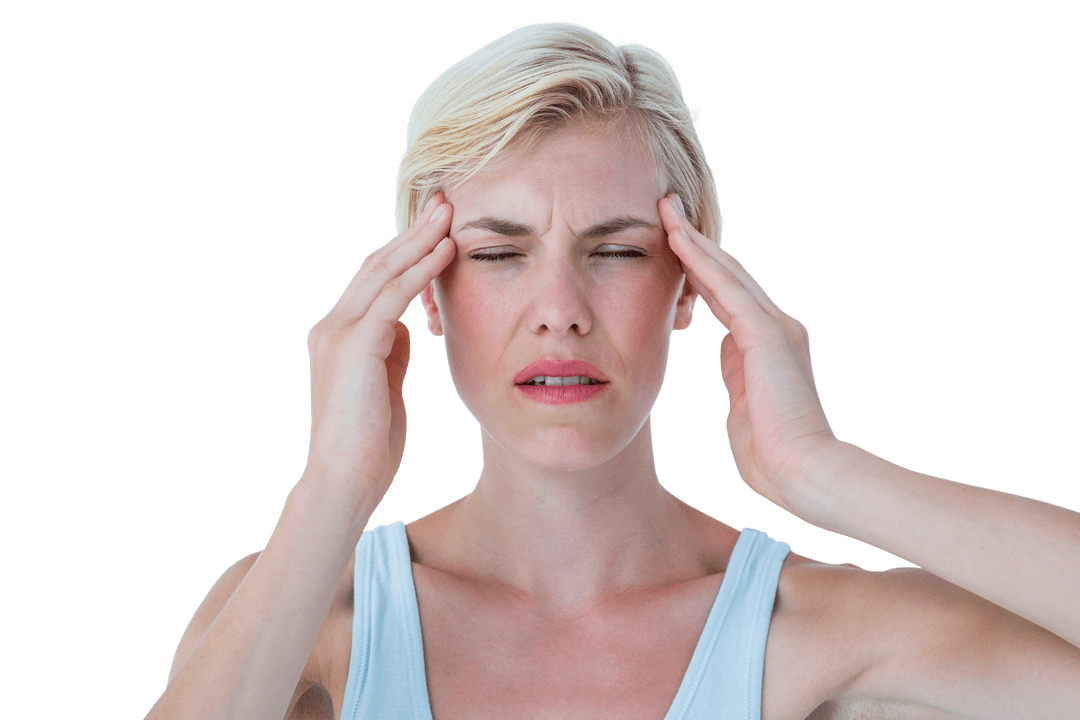 Transparent Image of Woman Experiencing Headache Discomfort