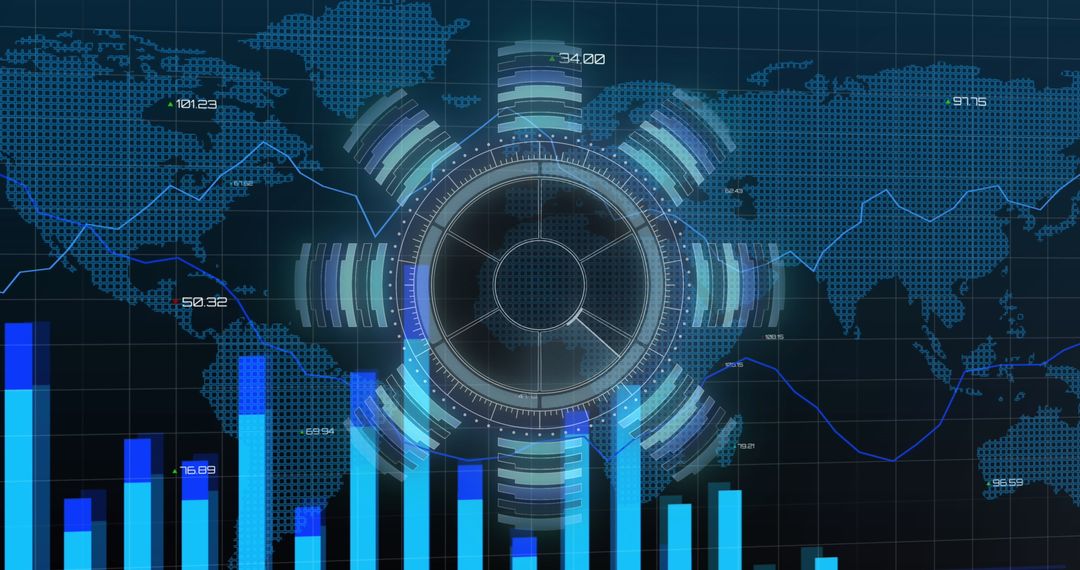 Futuristic Data Processing Interface with Global Connections - Free Images, Stock Photos and Pictures on Pikwizard.com