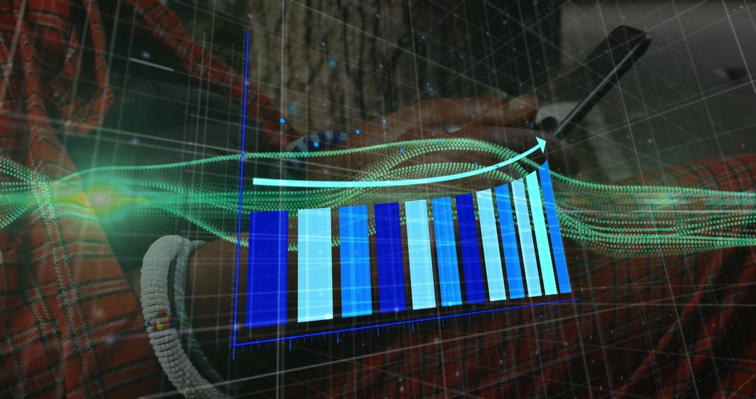 Holographic Analytics Concept with Smartphone and Bar Chart