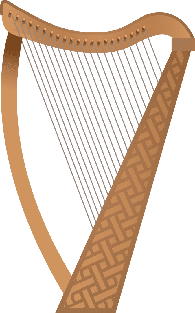 Stylized Transparent Harp Illustration with Celtic Design