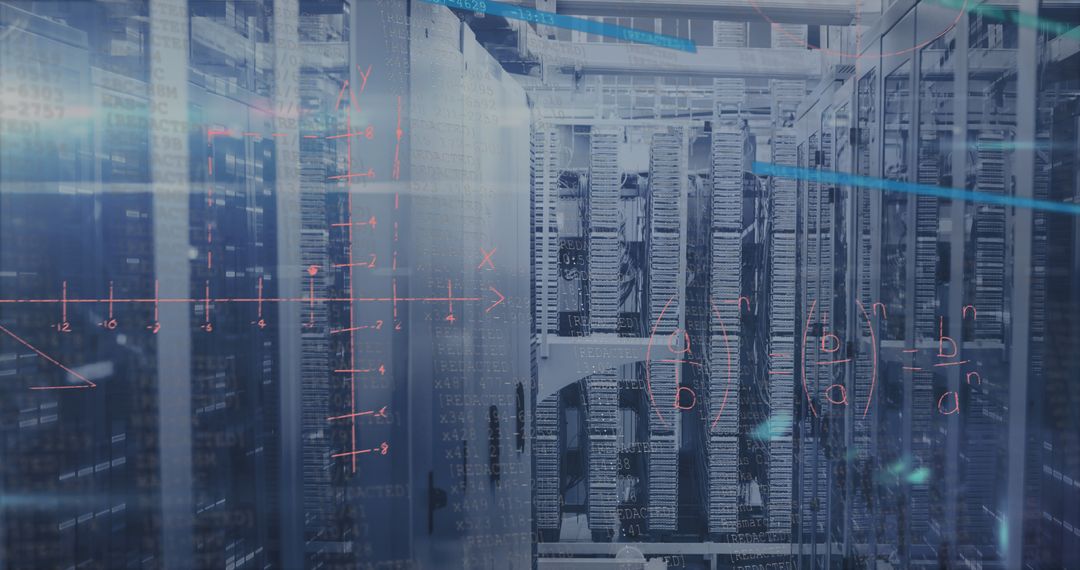 Futuristic Data Processing in Server Room Concept