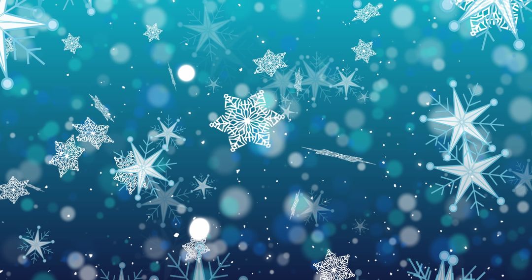 Floating Snowflakes Against Subtle Blue Winter Backdrop