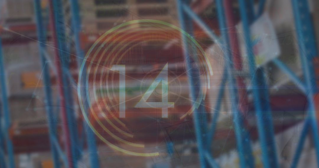 Digital Countdown Overlayed on Industrial Warehouse