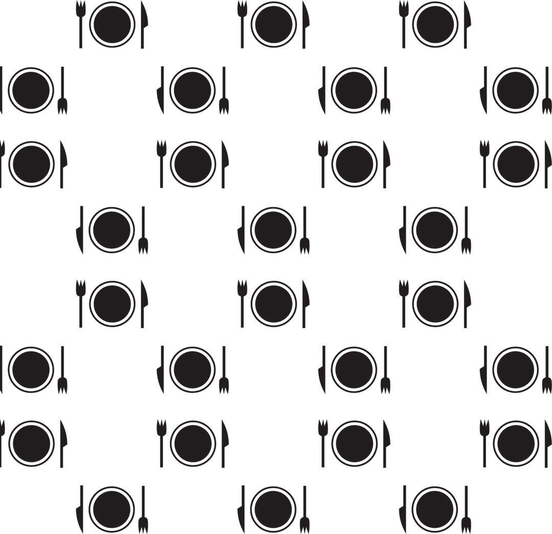 Seamless Plate and Cutlery Pattern on Transparent Background