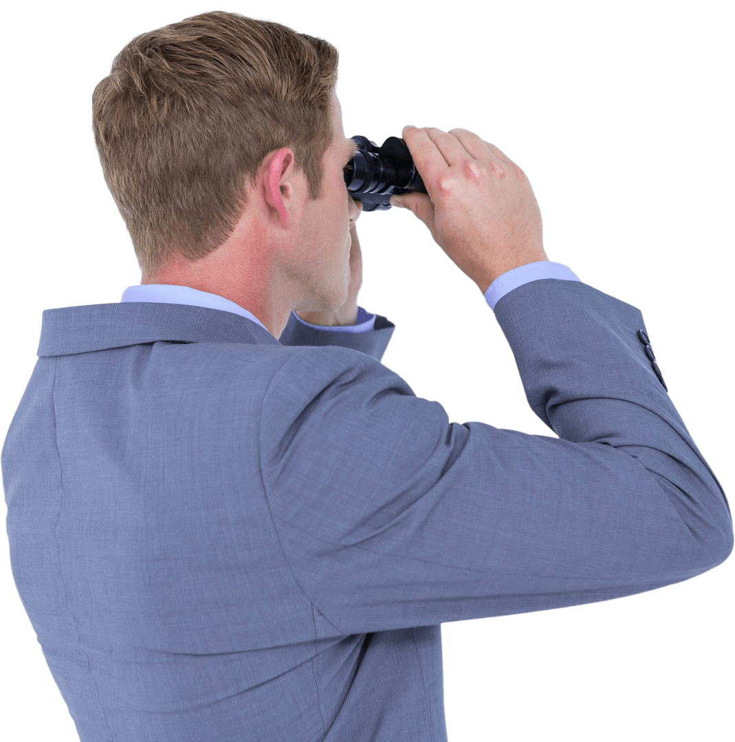 Caucasian Businessman Using Binoculars Transparent Background