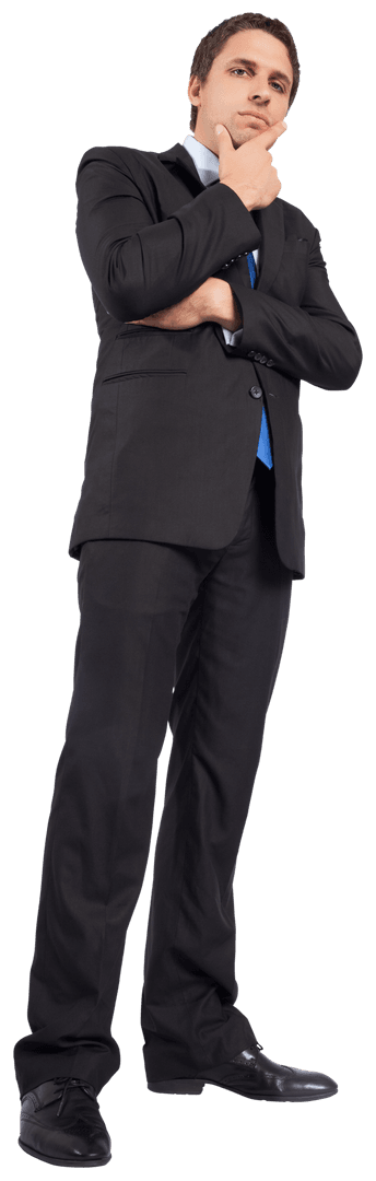 Confident Businessman Standing Thoughtfully Transparent Background