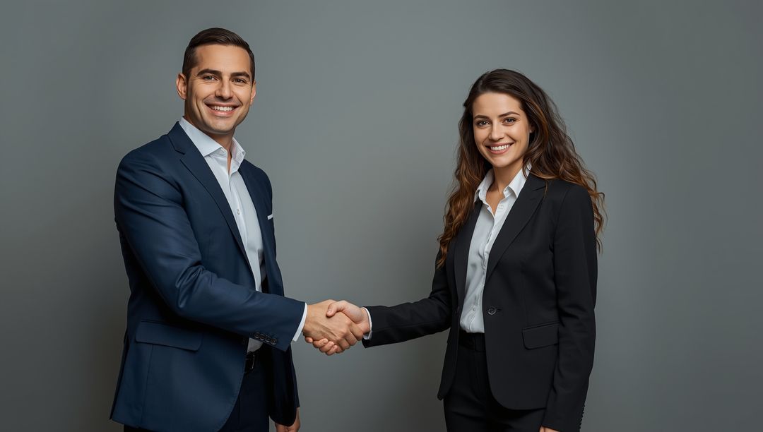 Two Professionals Shaking Hands in Business Attire