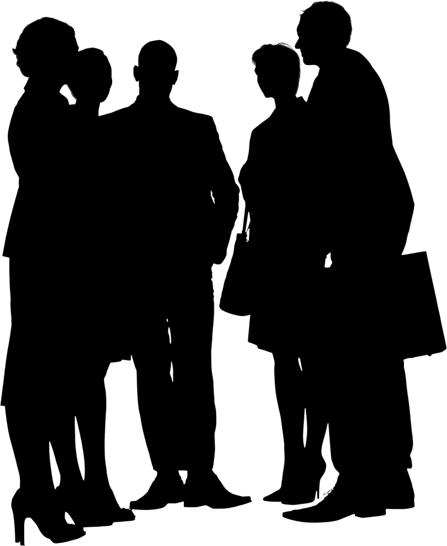 Silhouette of Diverse Group on Transparent Background