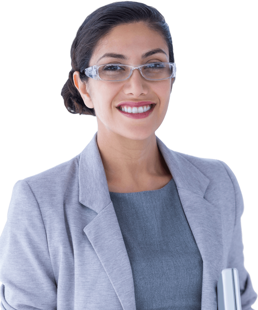 Transparent Background of Smiling Businesswoman in Glasses