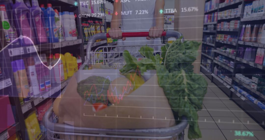 Digital Finance Concepts Merged with Supermarket Shopping