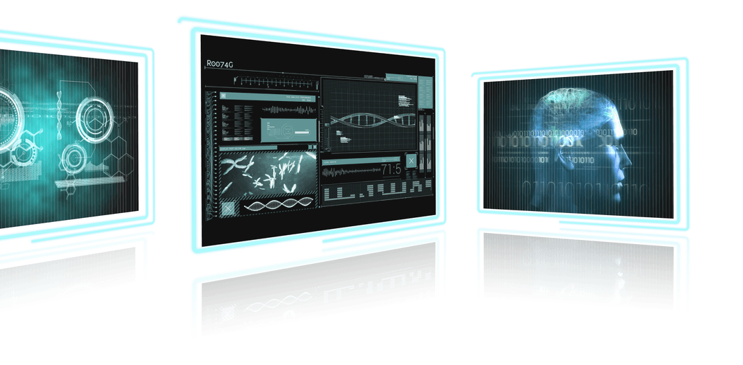 Innovative Technological Transparent Interface Displays in Corridor - Download Free Stock Images Pikwizard.com