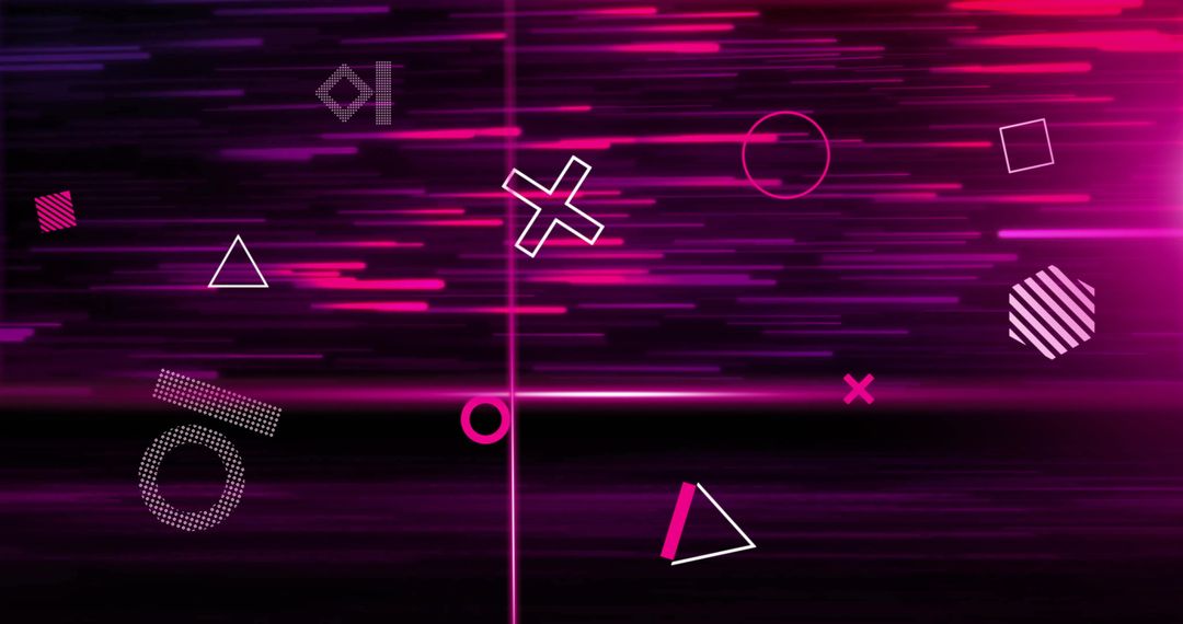 Geometric 3D Shapes with Vibrant Pink Light Trails