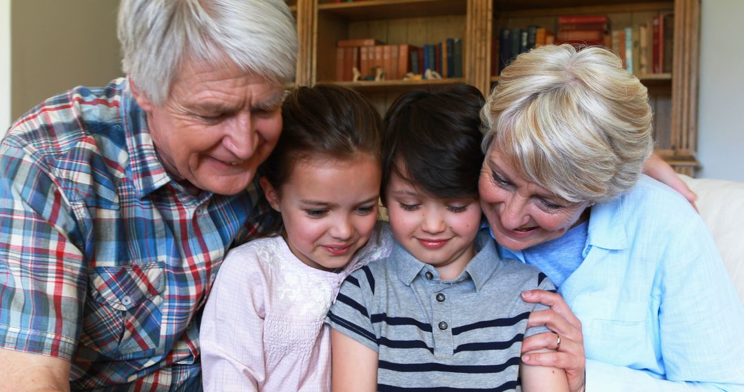 Loving Grandparents Spending Quality Time with Grandchildren at Home