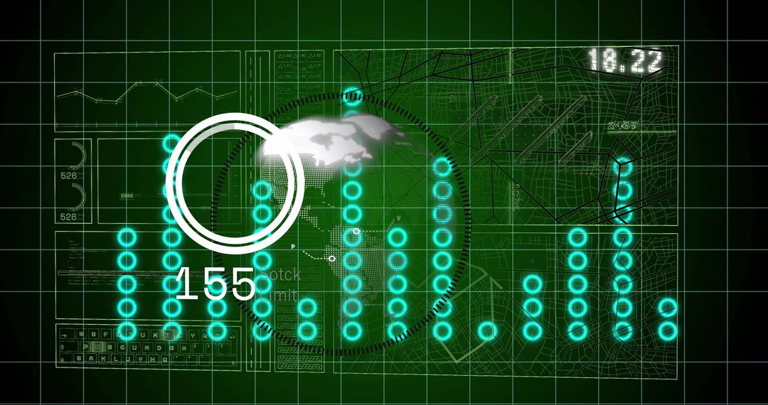 Futuristic Digital Data Visualization with Interactive Graphs