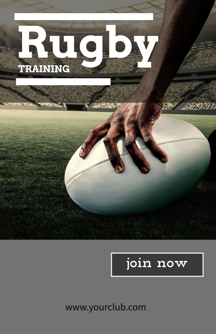 Rugby Training Promotion with Hand Holding Rugby Ball - Download Free Stock Templates Pikwizard.com