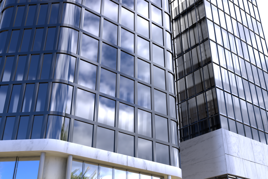 Digital Generated Transparent Facade Of Modern Office Building Reflecting Sky - Download Free Stock Images Pikwizard.com