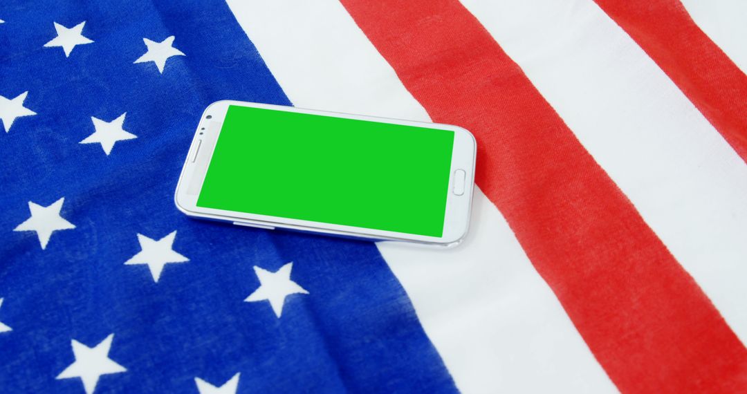 Smartphone with Green Screen on American Flag Background for Memorial Day - Free Images, Stock Photos and Pictures on Pikwizard.com