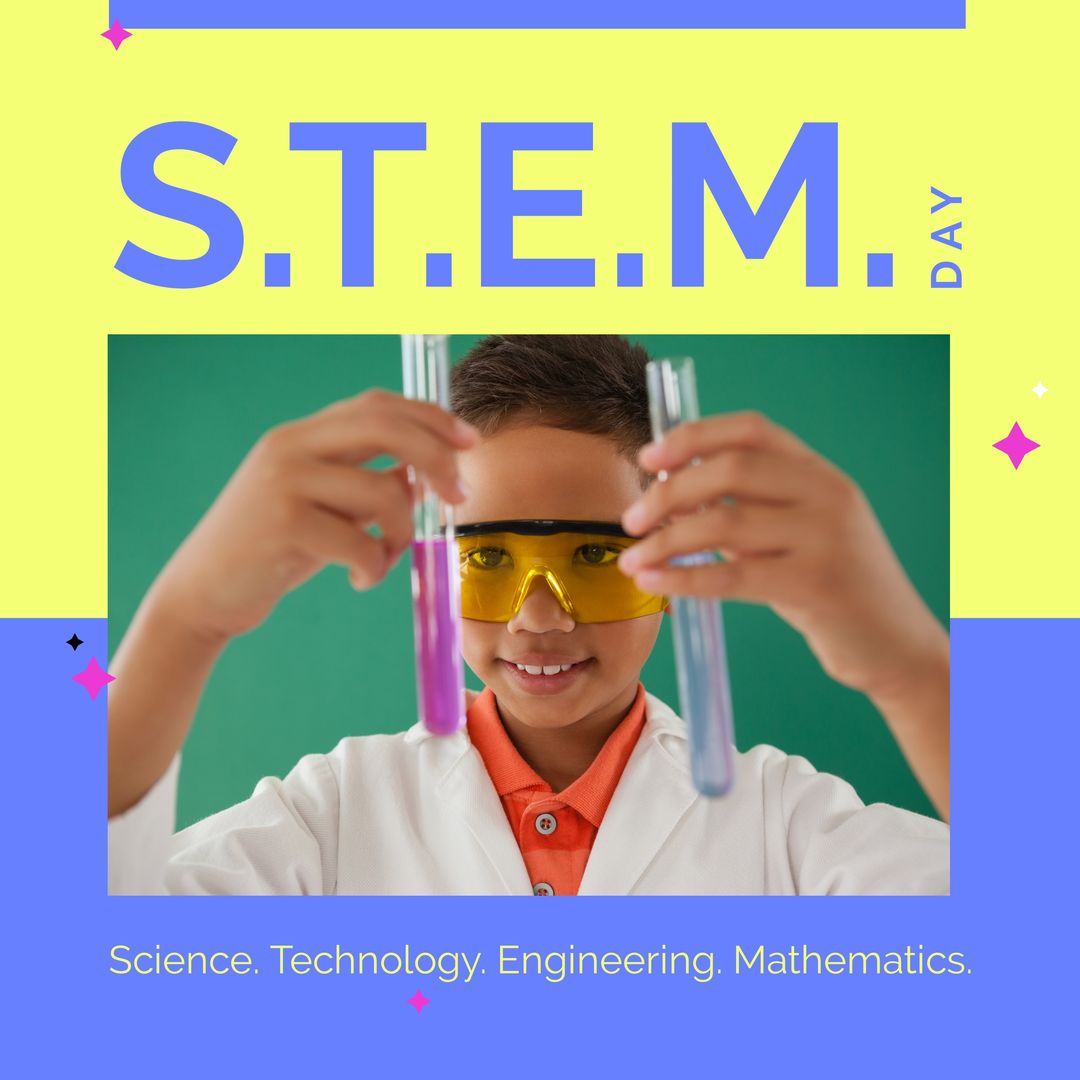 Asian schoolboy doing science experiment on STEM Day - Download Free Stock Templates Pikwizard.com