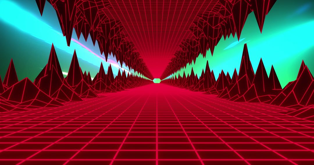Futuristic Metaverse Grid with Energetic Light Trails